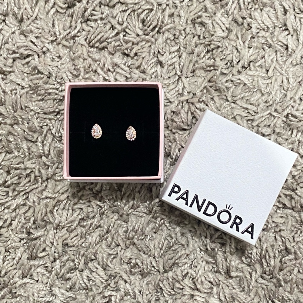 Pandora Teardrop Halo Stud Earrings